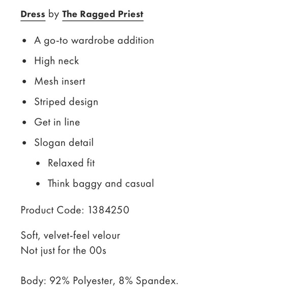 The Ragged Priest Velour Stripe GUTTED Mesh Panel T-Shirt Dress - Picture 10 of 12